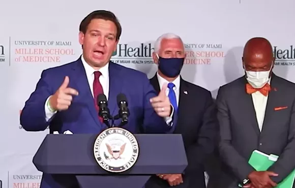 Gov. Ron DeSantis with Vice President Mike Pence on Monday - SCREENSHOT VIA RON DESANTIS/YOUTUBE