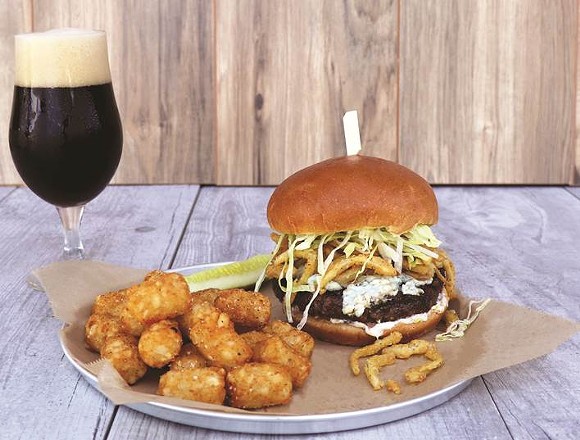 The World of Beer's new Black n' Bleu burger is free to COVID-19 vaccinated patrons on April 7. - PHOTO COURTESY WORLD OF BEER