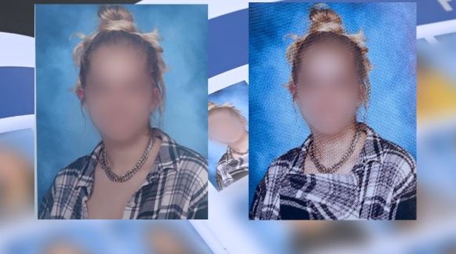 Bartram Trail High School in St. Johns County, Florida altered girls' yearbook photos to cover their chests. - PHOTO VIA TWITTER/JOSSLYN HOWARD