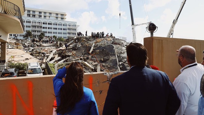 The Surfside condo collapse could lead to stricter building codes and standards in Florida. - PHOTO VIA TWITTER/RON DESANTIS