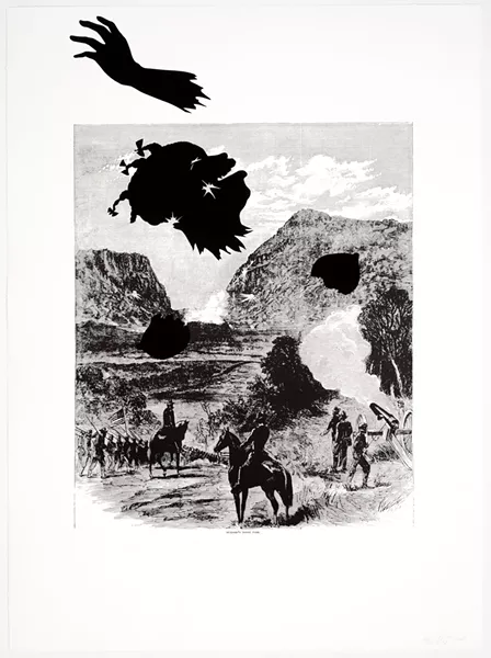"Buzzard’s Roost Pass, from Harper’s Pictorial History of the Civil War (Annotated)," 2005, by Kara Walker. Courtesy Alfond Collection of Contemporary Art, Cornell Fine Arts Museum, Rollins College