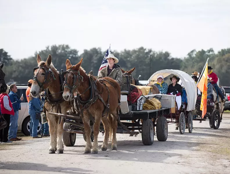 Along with the 400-plus riders and volunteers, - about 20 wagons braved the trip.