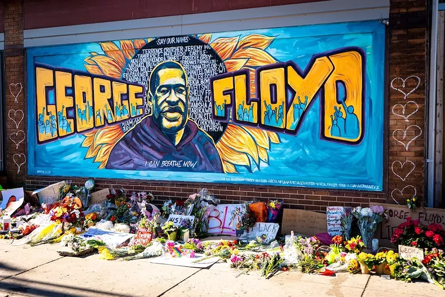 Minneapolis Black Lives Matter graffiti mural memorializing George Floyd - PHOTO VIA MUNSHOTS/UNSPLASH
