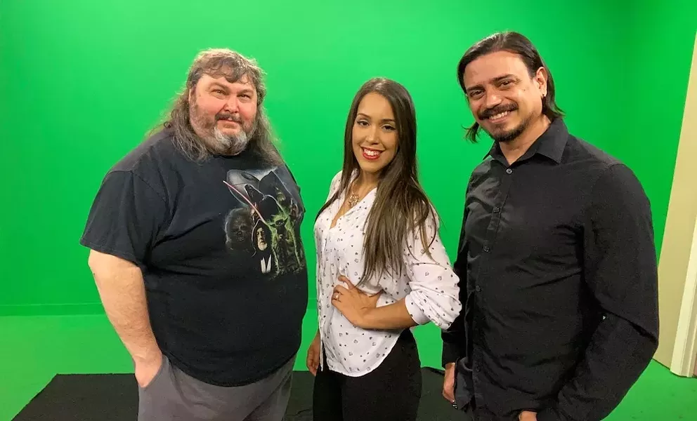 Producer Gerald Godbout with hosts Nando Luis Roman and Christina Carmona - INDIE CINEMA SHOWCASE