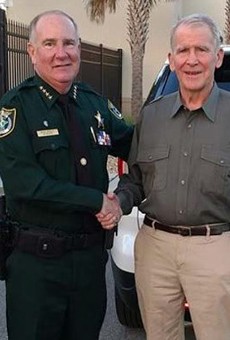 Former NRA president and convicted Iran-Contra figure Oliver North will host a fundraiser for Florida sheriff Rick Staly