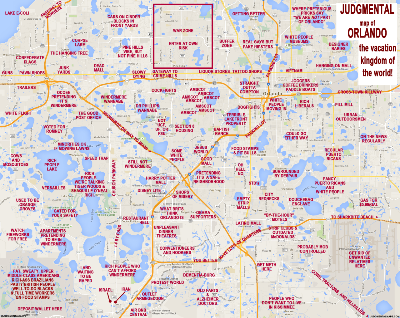 Judgmental Maps Takes On Orlando With Hilariously Offensive Results