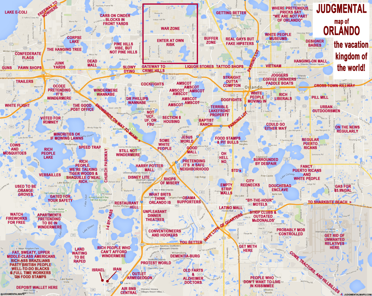 "Judgmental Maps" takes on Orlando with hilariously offensive results 😂