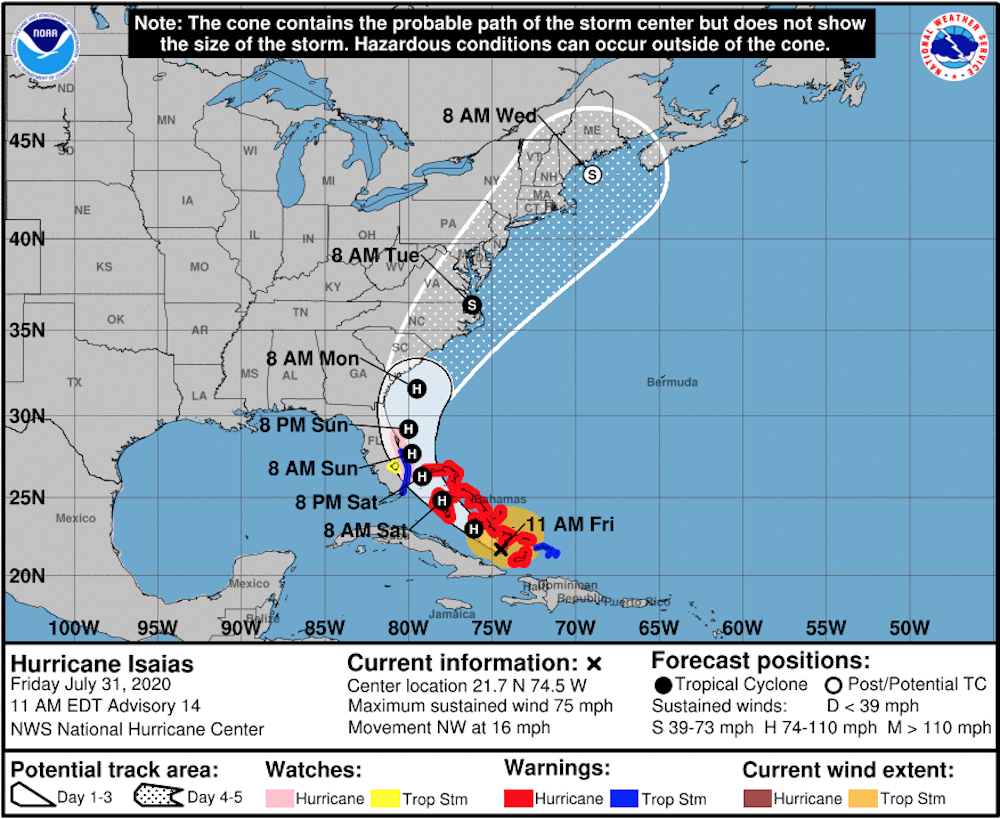 Hurricane Isaias Expected To Strengthen To Category 2 Hurricane Watch Issued For Brevard County Blogs