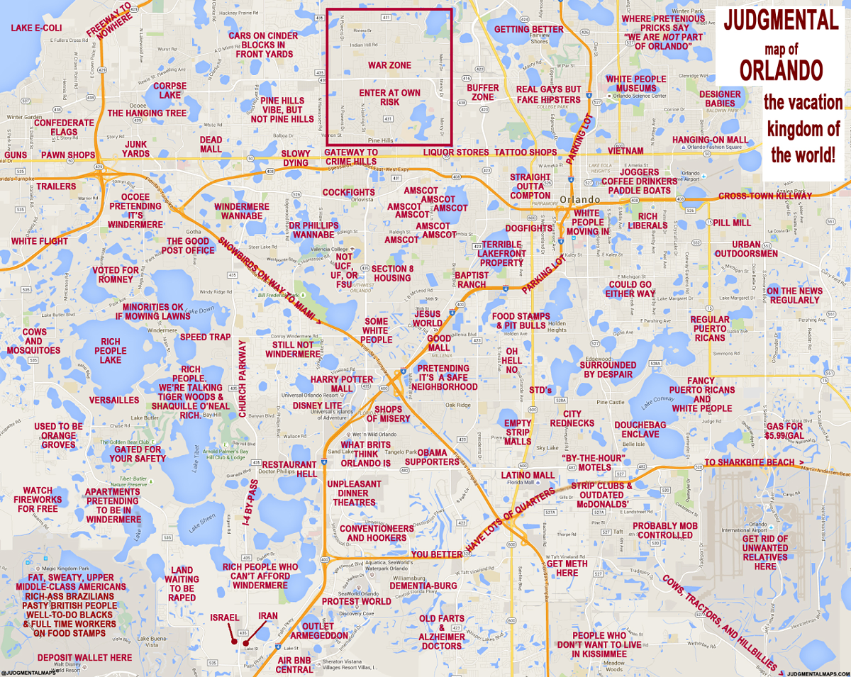 Judgmental Maps Takes On Orlando With Hilariously Offensive Results Blogs