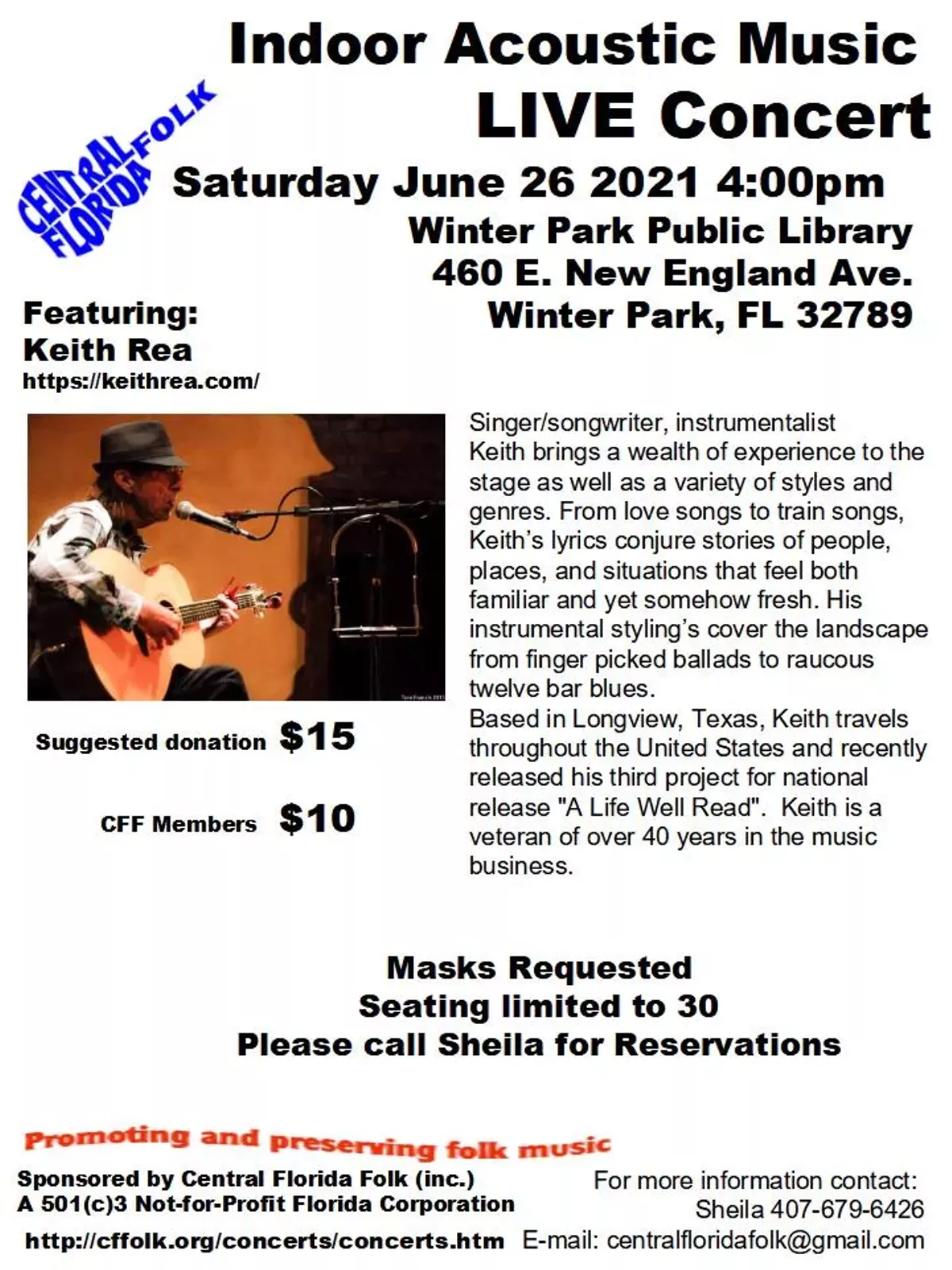 Keith Rea: Indoor Acoustic Music Live Concert - Vimarsana News