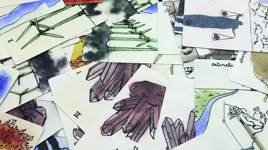 Checking out Adriene Jenik's ECOtarot cards. - ARIZONA STATE UNIVERSITY