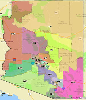 The approved card for Arizona's state legislature for the next 10 years. ARIZONA INDEPENDENT COMMISSIONING COMMISSION