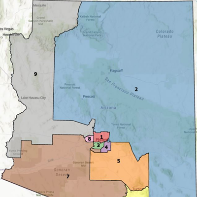 A rendering of the new grid map of Arizona's congressional districts.