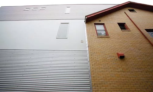 A house grows in Squirrel Hill: where the new addition (left) joins the original structure on the home of Petra Fallaux and Paul Rosenblatt.