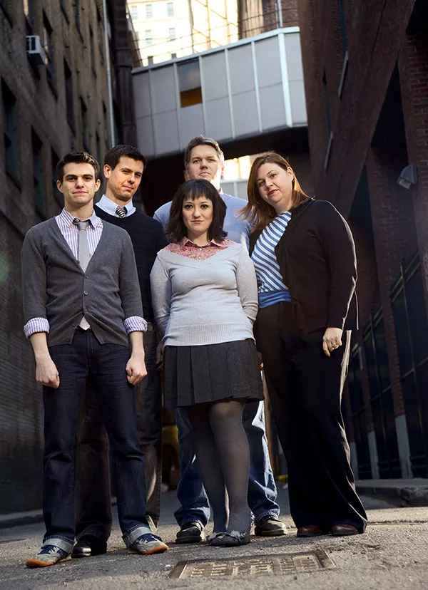 Arcade Comedy Theater co-founders (from left to right) Michael Rubino, Randy Kirk, Abby Fudor, Jethro Nolen and Kristy Nolen. - PHOTO COURTESY OF DAVID S. RUBIN