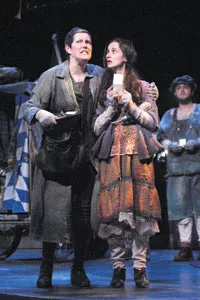 Brecht on war: Laurie Klatscher (left) takes the title role in the Playhouse Rep's Mother Courage and Her Children.