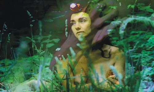 Carolina Loyola-Garcia in "the need to wash the self with milk and honey," the video that was shut down at the Three Rivers Arts Festival