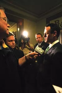County Chief Executive Dan Onorato (above) and Mayor Luke Ravenstahl make their pitch for consolidation. - HEATHER MULL