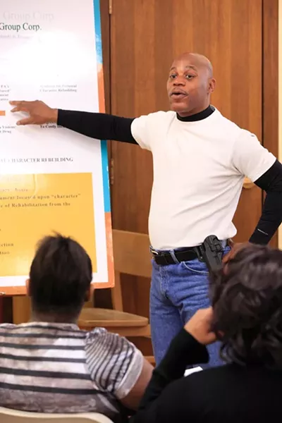 Dave Adams teaching the Conscience Group's principles - PHOTO BY HEATHER MULL