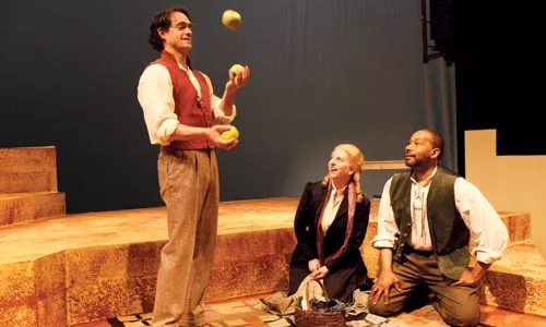 Dear friends and gentle hearts: actors Joel Ripka (at left), Stephanie Riso and Kevin Brown rehearse Beautiful Dreamers. - HEATHER MULL