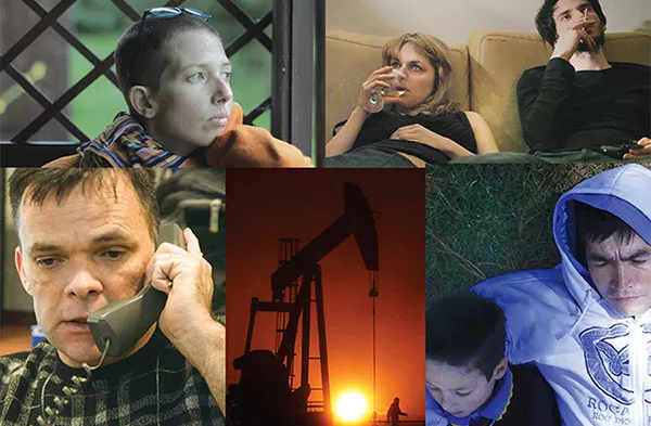 From top left, clockwise: "Joanna," "Our Curse," "The Reaper," "White Earth" and "Crisis Hotline: Veterans Press 1"