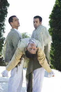 Ghosts in the machine: Joel Ripka (left), Mikelle Johnson (center) and Patrick Jordan in Quantum's Cymbeline. - PHOTO COURTESY OF HEATHER MULL.