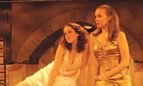 Girl talk: Bonnie Doyle (left) and Meg Stiles in Pitt Rep's Desdemona: A Play About A Handkerchief. - PHOTOGRAPH COURTESY OF STEPHEN GREBINSKI.