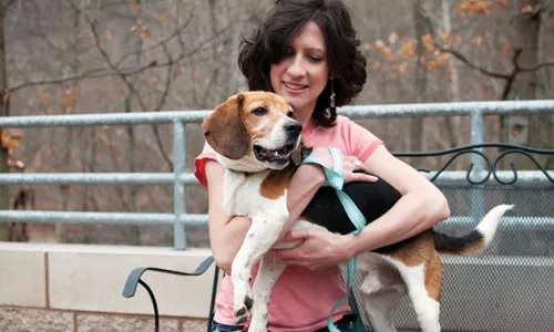 Jolene Miklas, director of communications at Animal Friends, with Webster - CAROLINE MOORE