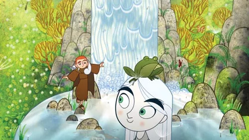 Nature study: Aisling guides Brendan through the woods.