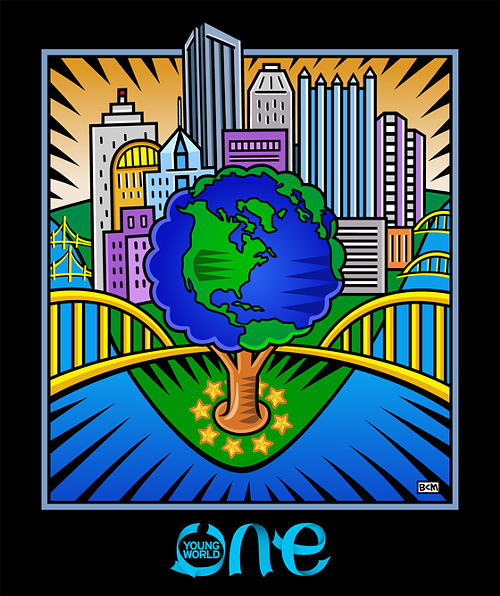 Original artwork for One Young World donated by Pittsburgh artist Burton Morris