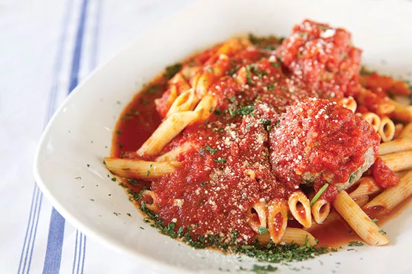 Penne with house-made meatballs - PHOTO BY HEATHER MULL