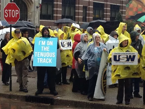 Protesters outside Duquesnes administration  building