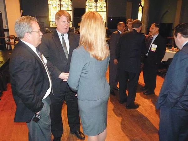 Rich Fitzgerald speaks to constituents at a monthly meeting of the American Council of Engineering Companies in Carnegie on Jan. 11. - PHOTO BY LAUREN DALEY