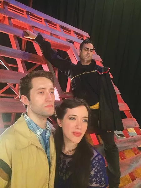 Sean Cooper (in rear), Rachel Eve Holmes and Adam Hill in The Fantasticks, at SummerFest