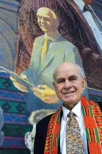 The late Clarke Thomas, with his depiction on the COR mural - HEATHER MULL