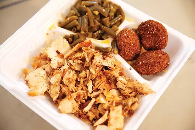 Chicken shawarma, falafel and green beans from Madonna’s Mediterranean Cuisine - CP PHOTO: JARED WICKERHAM