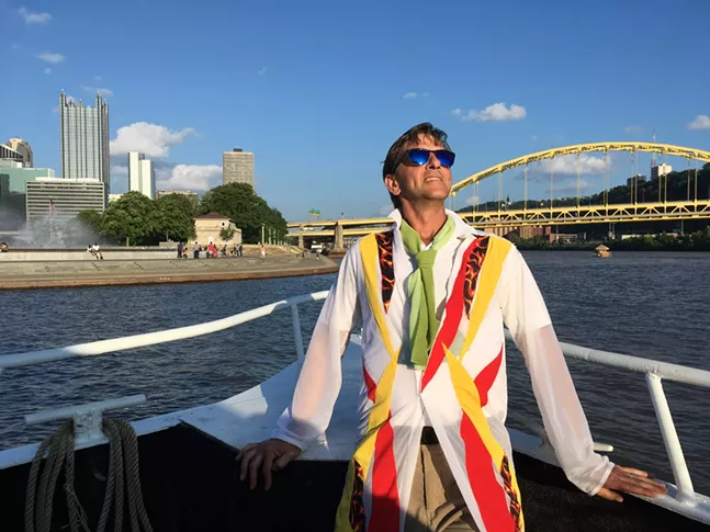 Attack Theatre co-founder and artistic director, Peter Kope, on the Pittsburgh Luxury Cruises' Fantasy - PHOTO: ATTACK THEATRE