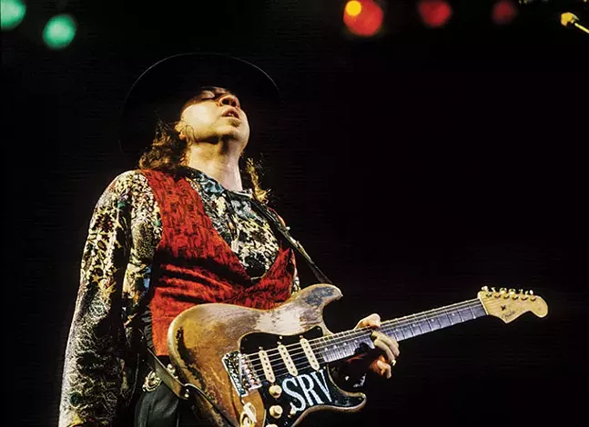 Stevie Ray Vaughan during the final show of the Fire Meets the Fury tour with Jeff Beck - PHOTO: JAY BLAKESBERG