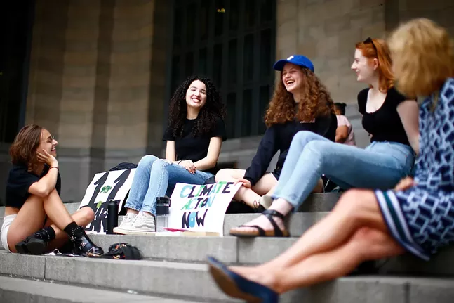 Leandra Mira (center) and other students at Fridays For Future climate event in June - CP PHOTO: JARED WICKERHAM