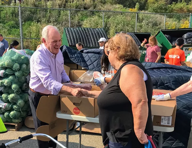 Mike Doyle (left) at the Greater Pittsburgh Community Food Bank’s Produce to People program - PHOTO COURTESY OF THE OFFICE OF MIKE DOYLE