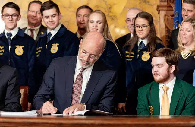 Governor Tom Wolf signing into law new legislation establishing the Pennsylvania Farm Bill on July 1, 2019. - PHOTO: OFFICE OF GOVERNOR TOM WOLF