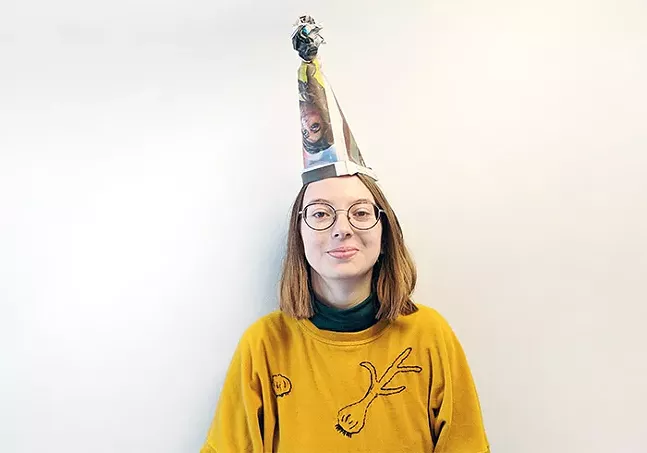 It's CP writer Hannah Lynn's birthday and everyone deserves a newspaper party hat on their birthday! - CP PHOTO: ABBIE ADAMS
