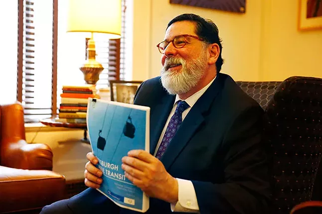 Mayor Bill Peduto discusses the Green New Deal in his office on Wed., Feb. 12. - CP PHOTO: JARED WICKERHAM