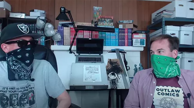 Ed Piskor (left) with Jim Rugg - SCREENSHOT FROM CARTOONIST KAYFABE, APRIL 9