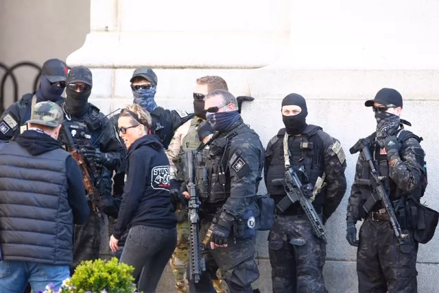 Iron City Citizens Response Unit members at the April 20 protest in Pittsburgh - CP PHOTO: JARED WICKERHAM