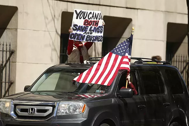 The 'Take Back Control' rally in Downtown Pittsburgh on Mon., April 20, 2020 - CP PHOTO: JARED WICKERHAM