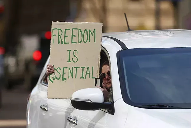The 'Take Back Control' rally in Downtown Pittsburgh on Mon., April 20, 2020 - CP PHOTO: JARED WICKERHAM