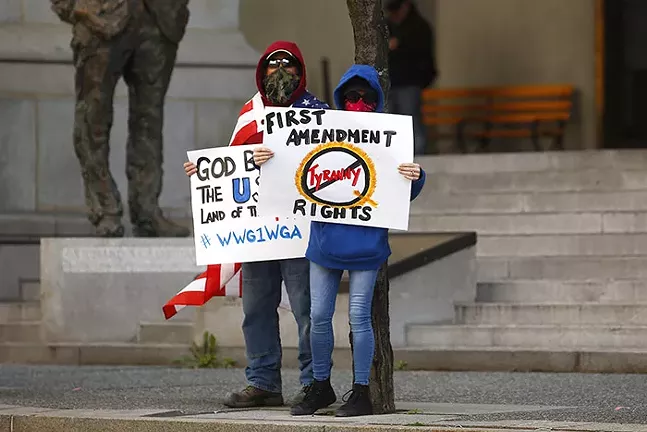 The 'Take Back Control' rally in Downtown Pittsburgh on Mon., April 20, 2020 - CP PHOTO: JARED WICKERHAM