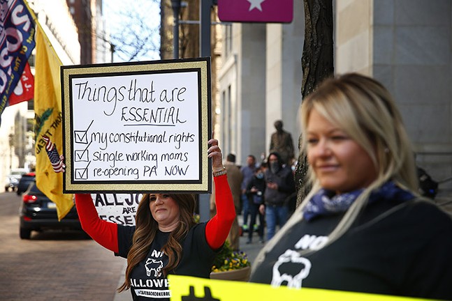 PHOTOS: About 120 protest in Downtown Pittsburgh, calling for Pennsylvania to reopen during coronavirus pandemic (14)