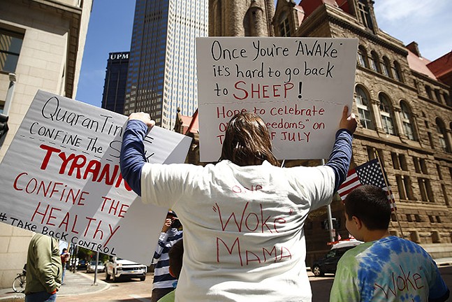 PHOTOS: About 120 protest in Downtown Pittsburgh, calling for Pennsylvania to reopen during coronavirus pandemic (15)